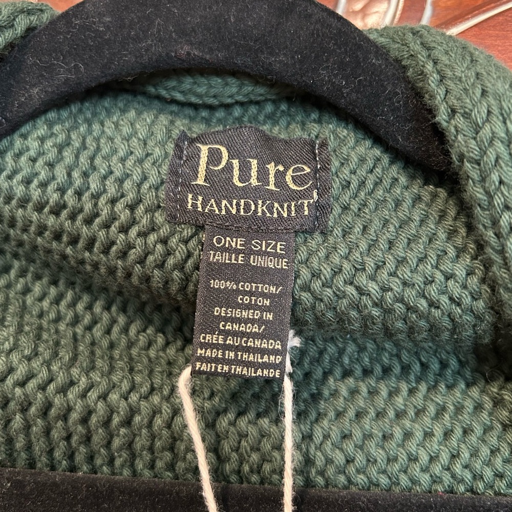 Pure Handknit Dark Green Scarf - Picture 3 of 6